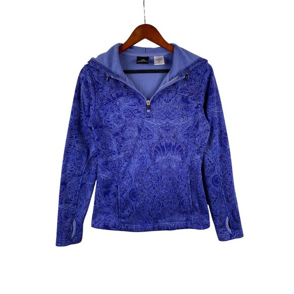 Cascade Sport Womens S Blue Pullover Fleece Jacket Swirl Print Polyester - Picture 1 of 5